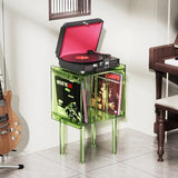 solaround Acrylic Record Player Stand, with Vinyl Storage, Clear Acrylic Side Table, (Green) solaround