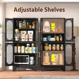 Winiowa 61" Black Metal Pantry Cabinet with Adjustable Shelves and Acrylic Glass Doors winiowa