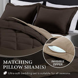 downluxe King Size Comforter Set - Brown and Tan King Comforter, Soft Bedding Sets for All Seasons -3 Pieces - 1 Comforter (104"x92") and 2 Pillow Shams(20"x36") downluxe