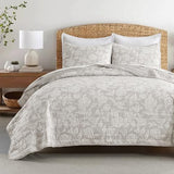 HORIMOTE HOME Floral Quilt Set King Size 3 Pieces, Taupe Flower Fine Printed Reversible Botanical Bedspreads Bedding Sets, Soft and Lightweight Bed Coverlet for All Season HORIMOTE HOME