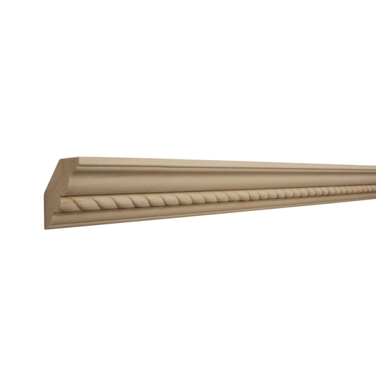 1338-4FTWHW Unfinished White Hardwood Rope Crown Moulding - WoodArtSupply