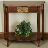 Touch of Class Sarantino Wooden Console Table - Natural Cherry with Aged Gold Details - Traditional Decorative Regal Furniture - Half Circle Moon Shape - Elegant Display for Entryway Room Touch of Class