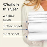 Queen 6 Piece Sheet Set - Comfy Breathable & Cooling - Ultra Soft Hotel Luxury Bedding Set w/ 8-16 Inch Deep Pockets - 1 Flat & 1 Fitted Sheet & 4 Pillowcases - Cozy, Wrinkle Free & Easy Care - White CGK Unlimited