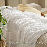 Bedsure Cooling Cotton Waffle King Size Blanket - Lightweight Breathable Spring Blanket of Rayon Derived from Bamboo for Hot Sleepers, Luxury Throws for Bed, Couch and Sofa, Ivory, 104x90 Inches Bedsure