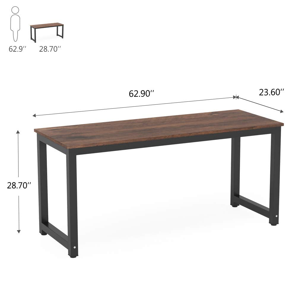 Tribesigns Computer Desk, 63 inch Large Office Desk Computer Table Study Writing Desk Workstation for Home Office, Rustic Brown Tribesigns