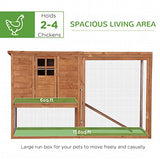 PawHut 64" Large Wooden Chicken Coop Kit With Outdoor Run And Nesting Box PawHut