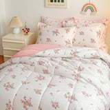 Joyreap Twin Size Comforter Set for Girls, Floral Pink n White Design, 3pcs Microfiber Princess Bedding Comforter Set for All Season- 68x88 inches Joyreap
