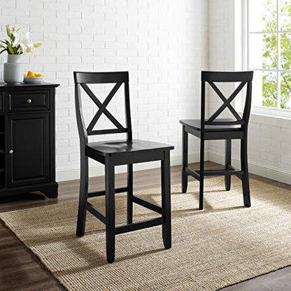 Crosley Furniture X-Back Bar Stool (Set of 2), 24-inch, Black