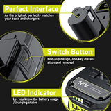 POWTREE 7.0Ah 18V 2Pack Replacement for Ryobi 18V Battery ONE+ Plus Li-ion P108 P102 P103 P104 P105 P107 P109 P122 PBP005 RB18L50 Cordless Power Tools with LED Indicator POWTREE