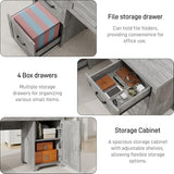 Farmhouse 67''H Executive Desk with Hutch & 5 Drawers, Rustic Office Desks Computer Desks with Charging Station, File Drawers and Storage Cabinets, Wood Workspace for Home Office & Study.（Grey）. Vabches