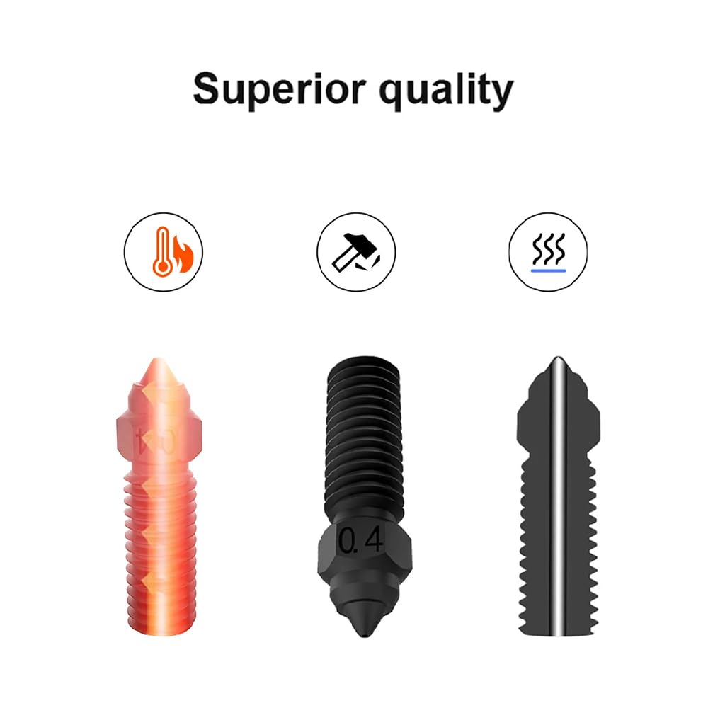 HysiPrui 3D Printer K1 Max Upgrade Extruder Hotend Nozzle Kit - Included 2pcs 0.4mm + 2pcs 0.6mm + 2pcs 0.8mm Hardened Steel Nozzles, High Temperature and Wear Resistant for K1/K1 Max/Ender 3 - WoodArtSupply