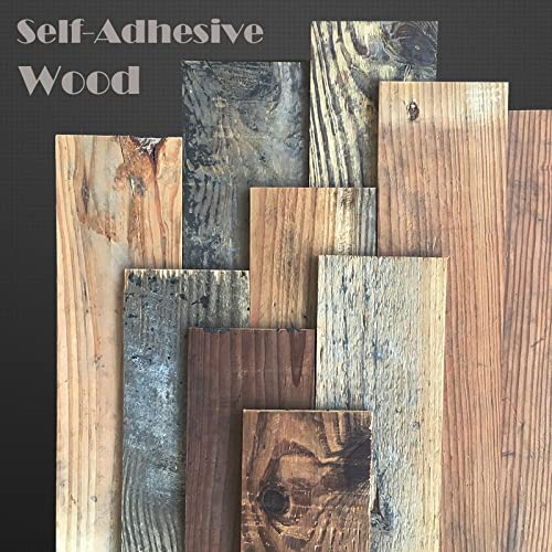 Colamo 10 Reclaimed Wood Planks Peel and Stick Shiplap Boards for Wall, Weathered Barn Wood Paneling Stick on Wooden RV Backsplash, 3D Self Stick Wood Wall Panels for Living Room Bed Room Accent Wall COLAMO
