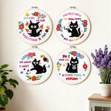 Rivvlive 4 Sets Funny Cat Embroidery Kit with Embroidery Hoop Pattern Needlepoint Kit for Beginners and Adults Needlepoint Crafts Set with Needles Thread and Instruction DIY