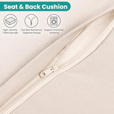 Wumiokio Patio Furniture Set, 7 Pieces Outdoor Patio Furniture with Dining Table&Chair, All Weather Wicker Conversation Set with Ottoman,Brown Rattan & Ivory Cushions (Include Sofa Dust Cover) Wumiokio