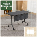 ZanyCajole Conference Room Table Folding Conference Tables, Modern Mobile Foldable Training Tables, Modular Rectangular Seminar Meeting Table with Silent Wheels for Office (4, Grey3, 61) ZanyCajole
