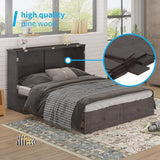 Mjkone Murphy Bed Cabinet, Queen Cabinet Wall Beds with USB Charging Station & Tri-Folding Mattress, Cabinets Beds w Storage Drawers for Guest Bedroom Apartment Home Office, Dark Grey Mjkone