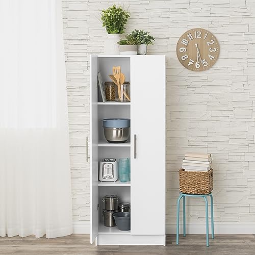 Prepac Elite 24" Storage Cabinet, White Storage Cabinet, Bathroom Cabinet, Pantry Cabinet with 3 Shelves 16" D x 24" W x 65" H, WES-2464