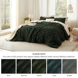Bedsure King Size Comforter Set Dark Olive Green, Boho Tufted Bed Set, Checkered Farmhouse Shabby Chic Bedding, 3 Pieces, 1 Plaid Geometric Comforter and 2 Pillow Shams Bedsure