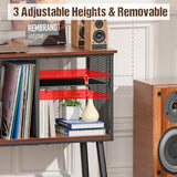 Record Player Stand with Adjustable Divider Vinyl Storage Holder Up to 200 Albums Mid-Century Large Record Player Table Vinyl Holder Turntable Stand End Table for Bedroom & Living Room, Patent Pending Simple Serenity