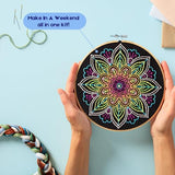 Leisure Arts Embroidery Kit 6" Neon Mandala- cross stitch kits for beginners - embroidery kit for beginners - embroidery kits for adults - embroidery kits for adults