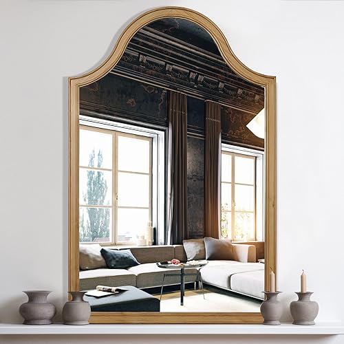 WallBeyond Arched Wood Mirror 24" x 36" Farmhouse Arched Wall Mirror for Bathroom Wood Wall Decor Mirror for Hallway Bedroom Living Room - WoodArtSupply