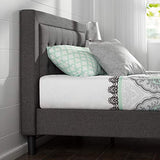 Zinus Dachelle King Upholstered Platform Bed Frame with Wood Slat Support in Dark Grey Zinus