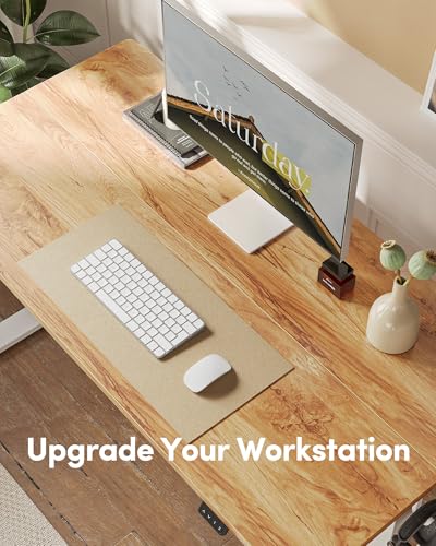 FEZIBO Electric Standing Desk Height Adjustable, 40 x 24 Inches Sit Stand up Desk, Home Office Computer Desk Rising Memory Presets (Light Rustic) FEZIBO