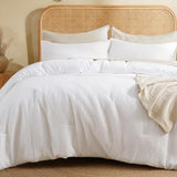 David's Home Waffle Weave Comforter Set 3PCS King Size, Soft Breathable Lightweight Cozy Skin-Friendly Warm for All Season, Elegant Aesthetic Home Decor Bedding Set with Pillow Shams, White David's Home
