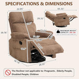 Super Soft Brown Rocking Chair Nursery Recliners, Small Recliner Rocking Chair for Small Spaces, Manual Swivel Glider Recliner for Living Room Bedroom Office, Corduroy, Adjustable Backrest (Brown)