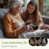 Santune Embroidery Kit Needlepoint Cross Stitch Kits for Beginners Adult Needle Point Sets with Butterfly Embroidery Patterns, Includes Step-By-Step Instructions and Accessories