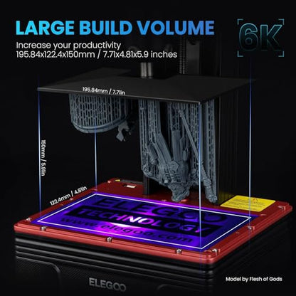 ELEGOO Mars 4 Max MSLA 3D Printer with 9.1-inch 6K Monochrome LCD, Double Cooling Fans, Multiple Print Modes, Printing Size of 7.71 x 4.81 x 5.9 inches - WoodArtSupply