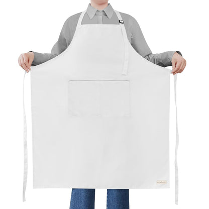 ROTANET Extra Large Aprons for Men Adjustable Bib Aprons with 2 Pockets Cooking Kitchen Bbq Grilling Big Apron for Women Chef Water & Oil Resistant White