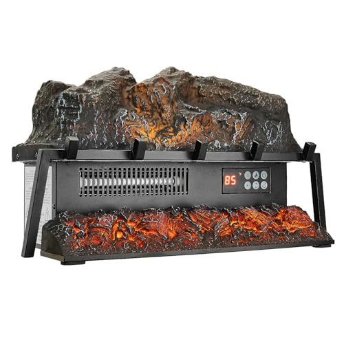 VEVOR 23 Inch Electric Fireplace Log Heater, Fireplace Insert with Crackling Sound, Remote Control, 5 Flame Brightness Levels, Thermostat, Timer, Overheat Protection, for Home Decor, Black VEVOR