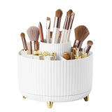Diesisa Makeup Brush Holder Organizer,360° Rotating Makeup Brush Organizer,5 Slot Make up Brushes Cup for Cosmetics, Nail Polish, Art Supply, Bathroom Vanity Desktop Organizer - White Diesisa