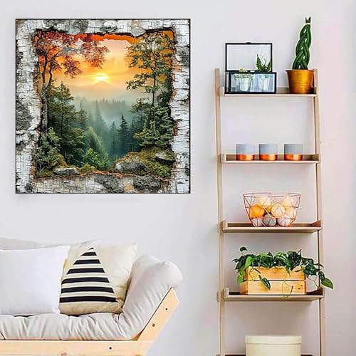 Forest Landscape Stamped Cross Stitch Kits - Sunrise Needlepoint Counted Cross Stitch Kits for Beginners Adults Patterns Dimensions Needlecrafts Embroidery Kits Arts and Crafts