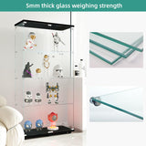 FYSHERAN Black Curio Glass Cabinet with 4 Shelves for Collectibles FYSHERAN