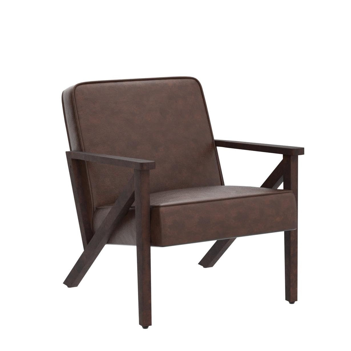 Yaheetech Accent Chair, Armchair with Strong Wood Frame, PU Leather Modern Retro Lounge Chair for Living Room/Lounge/Office/Reception Area, 2 Pieces, Dark Brown Yaheetech