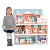 ROBUD Wooden Dollhouse for Kids Girls, Toy Gift for 3 4 5 6 Years Old, with Furniture ROBUD