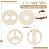 BENECREAT 8 Pcs 4 Styles Wooden Wick Centering Tool, 2.95 Inch Engraved Patterned Wick Holder, Candle Wick Stabilizer for Candle Making DIY BENECREAT