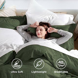 Bedsure Olive Green Duvet Cover King Size - 3 Pieces Prewashed Cotton-Like Polyester Extra Soft Bedding Set, Includes 1 Duvet Cover 104x90 Inches with Zipper Closure & 2 Pillow Shams, No Comforter Bedsure