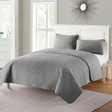 VCNY Home Twin Bed Quilt – 2-Piece Twin Comforter Alternative, Basketweave Bedspread Coverlet with Sham, All Season Bed Set (Nina, Grey Bedding) VCNY Home