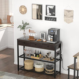 Ecoprsio 47'' Black Walnut Console Table with USB Ports, 3 Drawers & Storage Shelves Ecoprsio