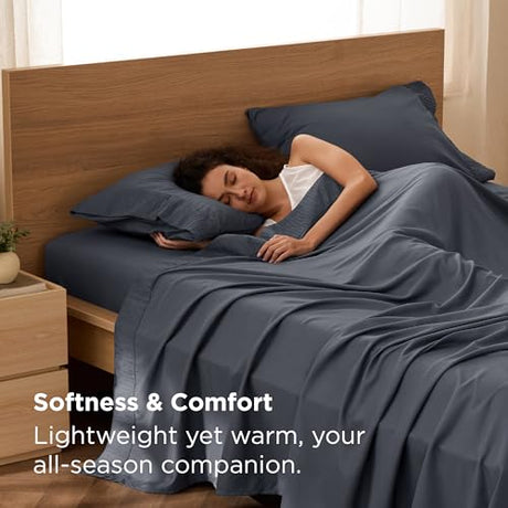 Bedsure Twin Sheets Set - 3 Pieces Soft Twin Bed Sheets - Breathable & Cooling - Hotel Luxury - Easy Care Polyester Microfiber Bedding for Women, Men, Dark Grey Bedsure