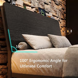 Einhomn Full Bed Frame with Ergonomic Wooden Storage Headboard, LED Bed Frame with Charging Station, 12" UnderBed Storage, Heavy-Duty Metal Base, No Box Spring Needed, Easy Assembly, Black Einhomn