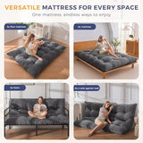 MAXYOYO Japanese Floor Mattress Full Size, 6" Foldable Futon Mattress Tufted Roll Up Floor Bed, Thick Polyester Tatami Mat Sleeping Pad for Camping Guest Room Dormitory Bedroom RV, Dark Grey MAXYOYO