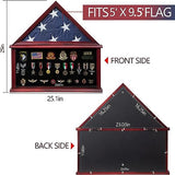 Tieeqe Large Military Shadow Box Solid Wood Burial Flag Display Case for American Veteran Flag Display Fit a Folded 5'x9.5' Flag Military Flag Tieeqe