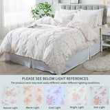 FADFAY Full Duvet Cover Set Pink Floral Comforter Cover 100% Cotton Girls Pink White Flower Bedding Garden Style Blush Bedding for All Season Soft Bedding with 2 Pillowcases, Full FADFAY