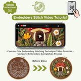 Santune 3 Pack Embroidery Kit Cross Stitch Needlepoint Kits for Beginners Adult Needle Point Sets with Mushroom & Horse Embroidery Patterns, Includes Step-By-Step Instructions & Accessories
