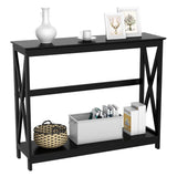 Yaheetech Console Table for Entryway, 2 Tier Entryway Table Bookshelf Accent Table w/Storage Shelf Living Room Entry Hall Foyer Table Furniture, Black,X-Design Yaheetech