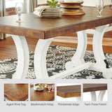Signature Design by Ashley Valebeck Farmhouse Rectangular Extension Dining Table, Fits up to 8, White & Brown Signature Design by Ashley